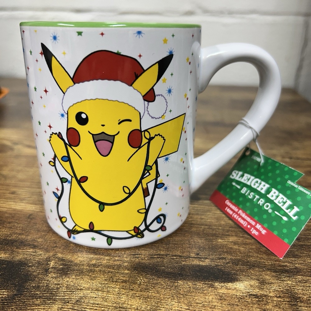 Pokémon Pikachu Holiday Christmas Lights Santa Coffee Mug Tea Cup 14oz NWT - Picture 5 of 5